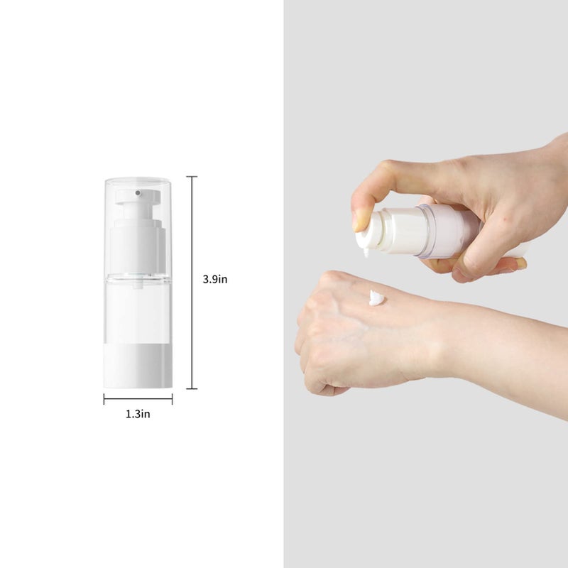 LONGWAY 0.5Oz 15ml Clear Airless Cosmetic Cream Pump Bottle Travel Size Dispenser Refillable Containers/Foundation Travel Pump Bottle for Shampoo (PACK of 8) - Image 5